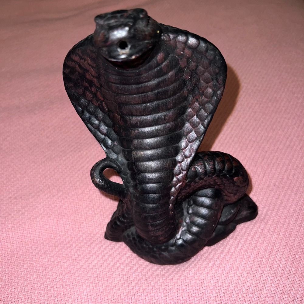 Vintage 1998 DHM King‎ Cobra Snake Figurine Statue Black Coiled 90s Collectible